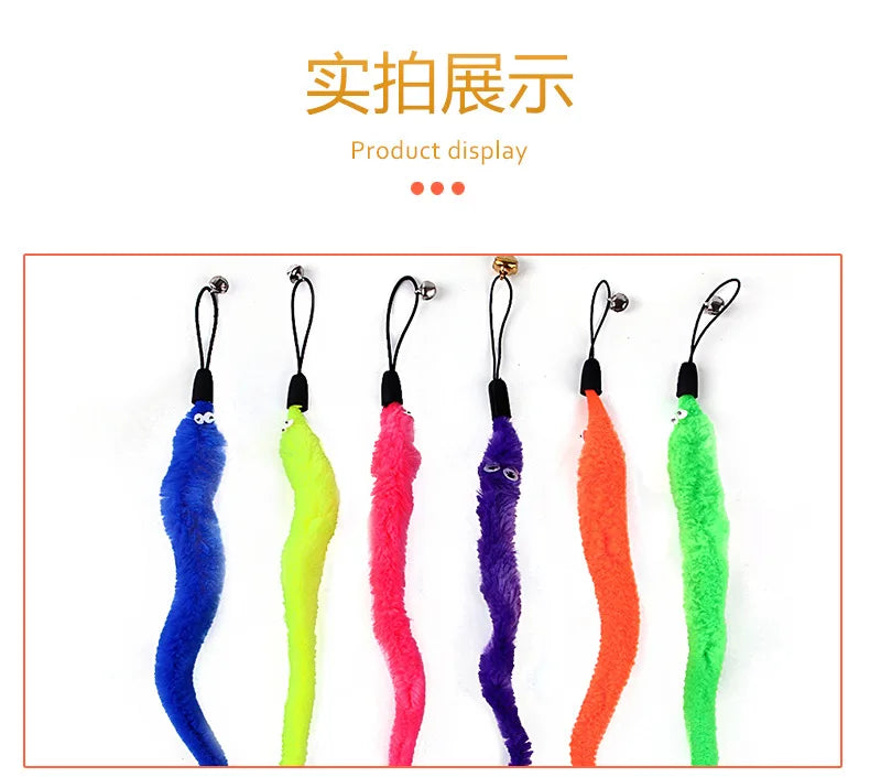 Cat Feather Toy Accessories False Mouse Worm Toy with Bell Kitten Cat Toys Interactive Replacement Refill Foam Ball Training