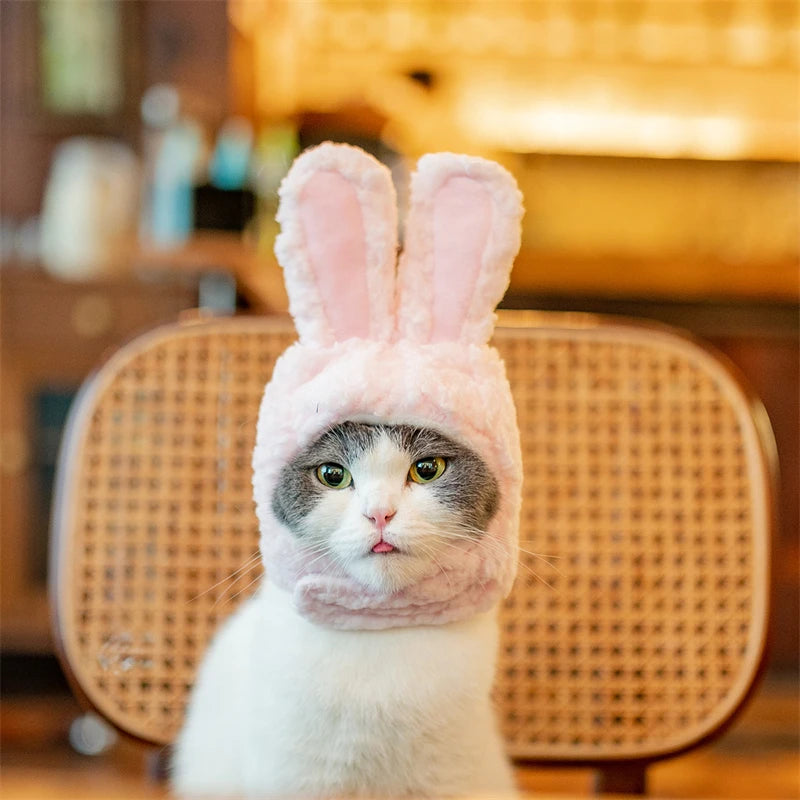 Plush Rabbit Ears Pet Dog Accessories Cosplay Cat Hat Winter Lovely New Year Christmas Puppy Headgear Soft Velvet Pet Supplies