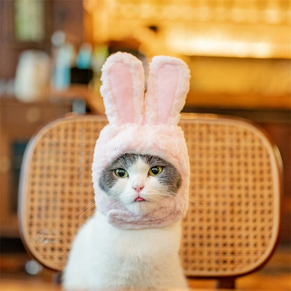Plush Rabbit Ears Pet Dog Accessories Cosplay Cat Hat Winter Lovely New Year Christmas Puppy Headgear Soft Velvet Pet Supplies