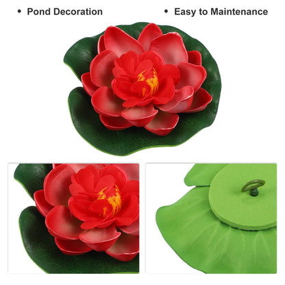 Uxcell 10PCS 10cm Aquarium Floating Artificial Flower Fake Lotus Plant Pond Micro Landscape Garden Fish Tank Tools Accessories