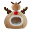 Christmas Winter Cat Cave Bed Dog Tent Christmas Reindeer Tent Washable Removable Cushion for Indoor Small Dogs And Cats