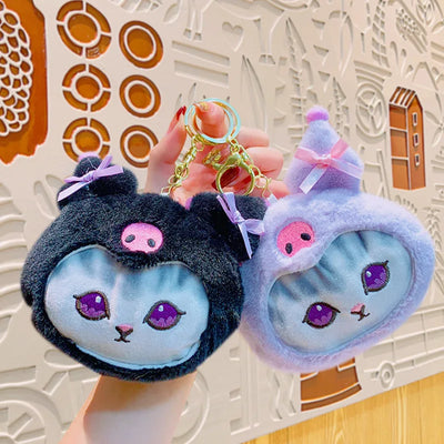 Anime Sanrio Plush Toy Cute Hello Kitty Felinae Keychain Kawaii Cinnamoroll Cat Plush Wallet Melody Cos School Bag Pendant Gifts