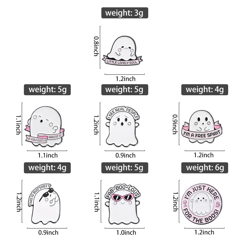 Funny Animal Sets Enamel Pins Cartoon Anime Figure Ghost Spooky Cute Cat Bird Brooches Backpack Lapel Badge Punk Jewelry Gifts