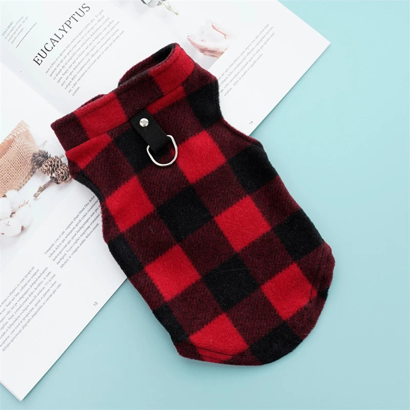 Autumn Fleece Pet Dog Clothes Solid Color Harness Outfits Walking Warm Vest for Small Medium Puppy Plaid Chihuahua Cat Jackets