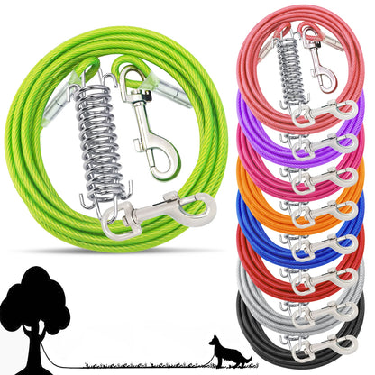 Steel Wire Dog Tie Out Cable, Dog Runner for Yard, Durable Superior Clips, Silver Dog Chains
