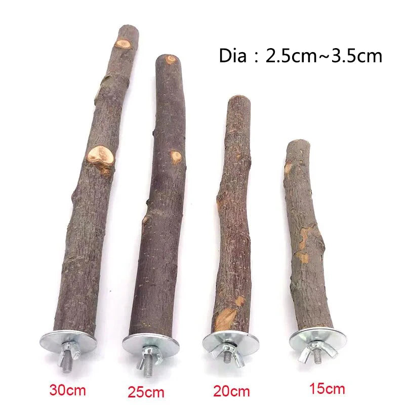 Natural Wood Pet Parrot Raw Wood Fork Tree Branch Stand Rack Squirrel Bird Hamster Branch Perches Chew Bite Toys Stick 1Pcs