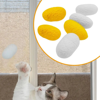 6pcs Pet Toys Balls Natural Silk Cocoon Toys For Cats Pet Cat Interactive Chasing Worm Cocoon Ball Toys Interactive Kitten Toys