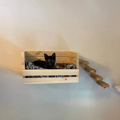 Cat Nest Wooden Cat Furniture Climbing Shelves Creative Aaple Basket Wall Mounted Kitten Bed With Fluffy Cushion Sturdy Pet Toys