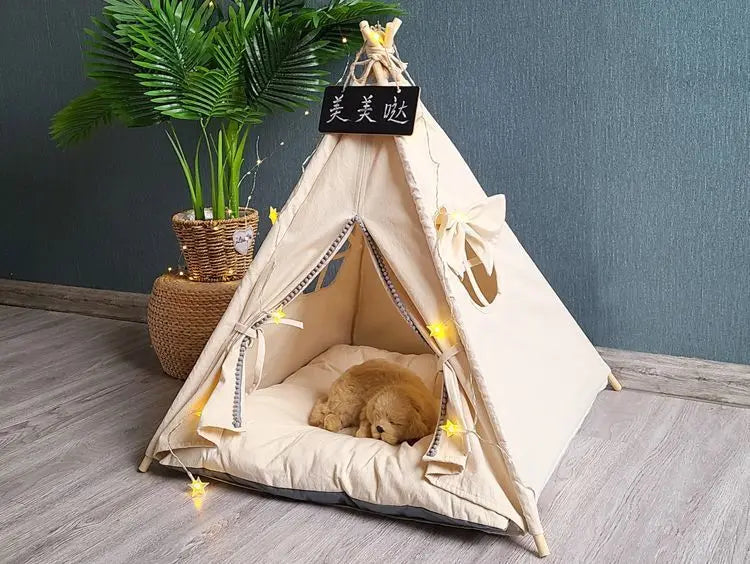NK0 Internet celebrity ins pet tent teddy kennel corgi dog bed cat litter four seasons medium and small dog semi-closed removabl