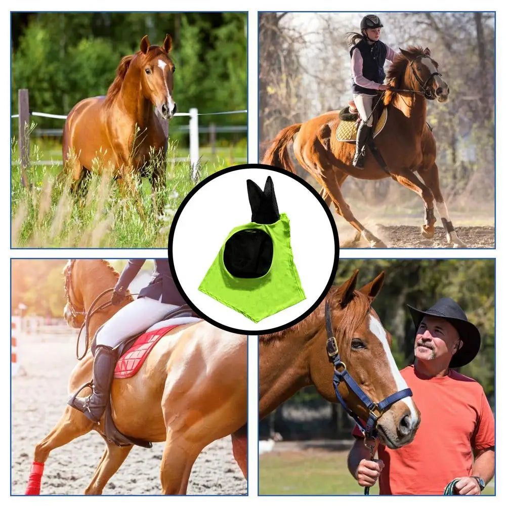 Fly Covers for Horses Fine Mesh UV Blocking Elastic Cover with Ears Machine Washable Equestrian Supplies for Outdoors
