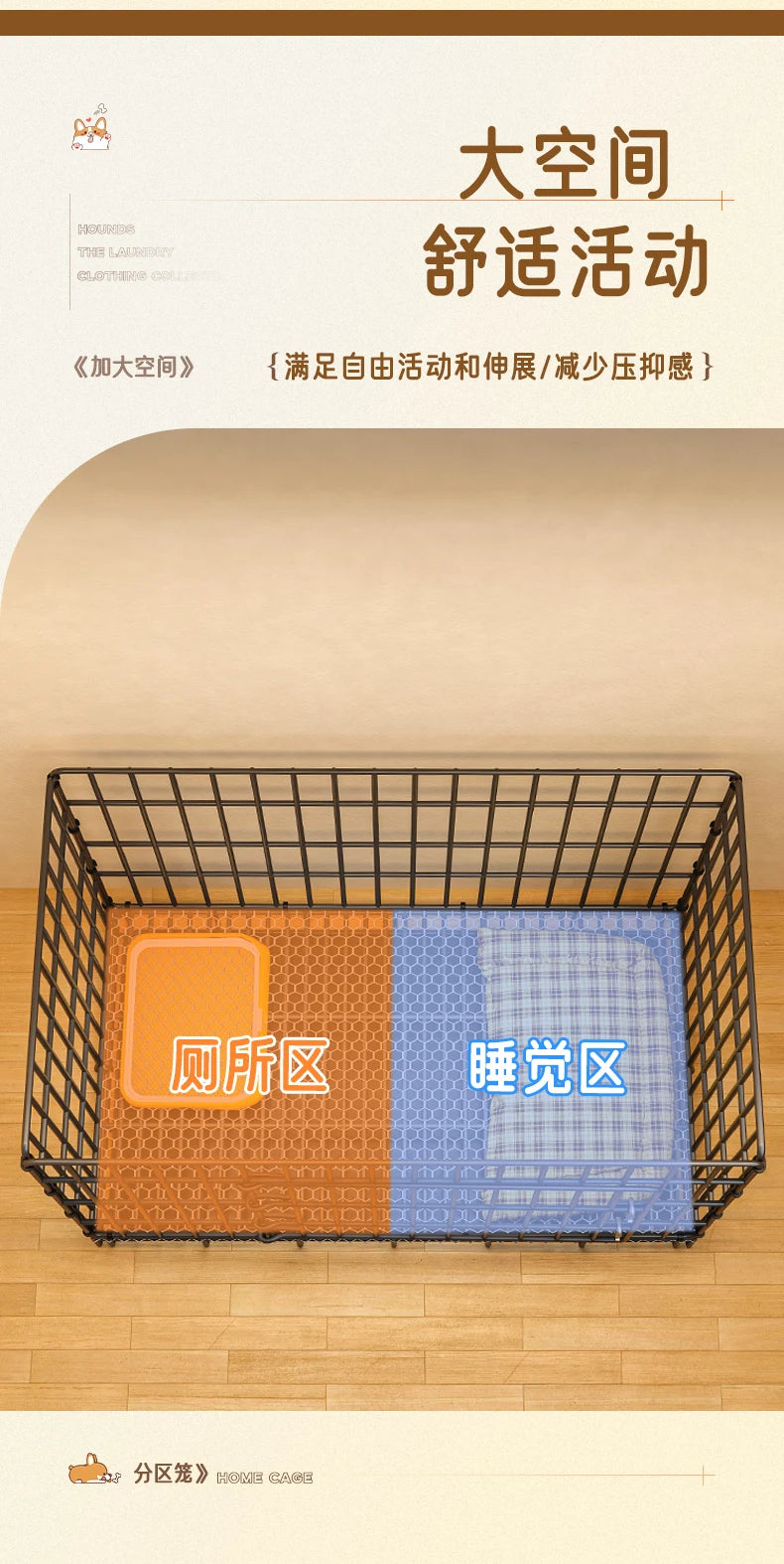 Dog Cage Small Dog Indoor Folding with Toilet Teddy Bigbear Medium Dog Corgi Border Pet Kennel