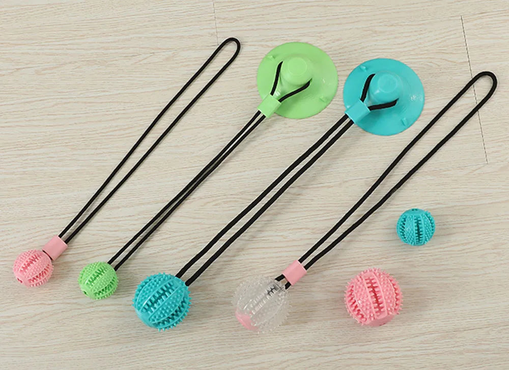 Dog Chew Ball Toys for Aggressive Chewers Interactive Dog Puzzle Toy Food Dispenser Suction Cup Dog Tug Toy for Dogs Teeth Clean