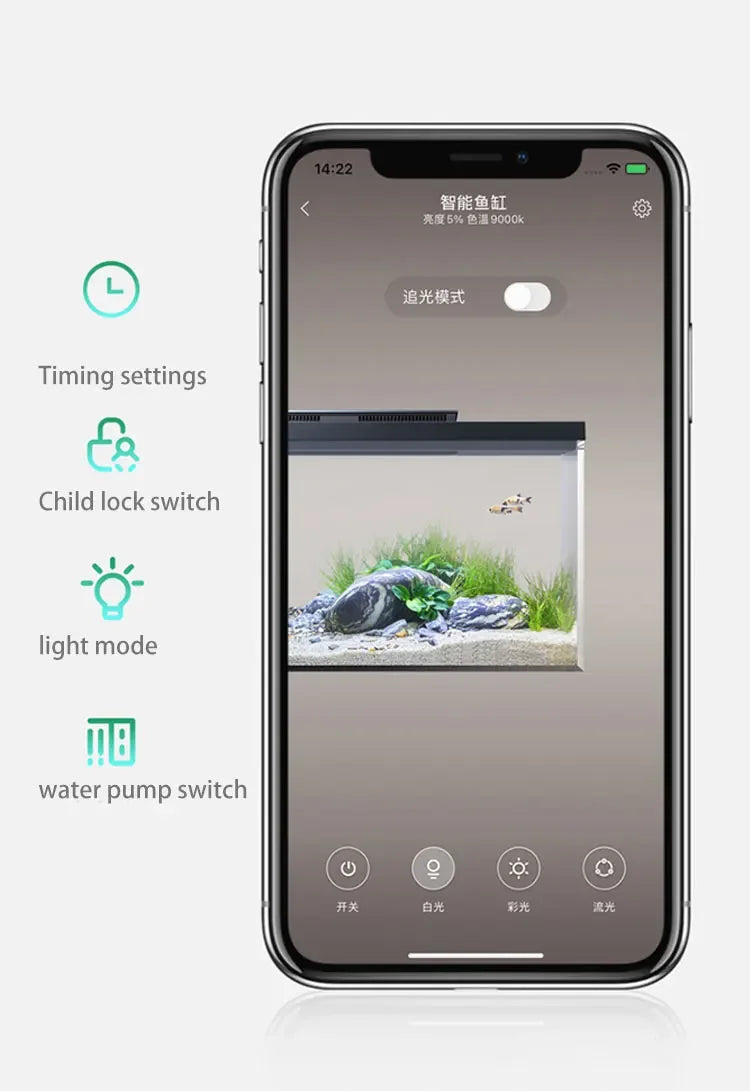 Smart Fish Tank Pro 15L Aquarium Eco-Friendly Mobile APP Control Smart Lighting System Light