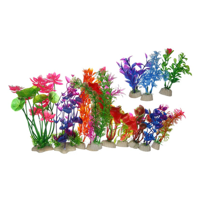 UXCELL 3/4/5/6/8/9 Pcs Artificial Aquarium Plants Grass Water Weeds Ornament Fish Tank Plant Flower Grass Decor Accessories