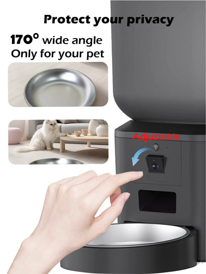 8L Automatic Cat Feeder With 1080p Camera Video WiFi Cat Food Dispenser Pet Smart Voice Recorder Remote Control Pet Auto Feeder