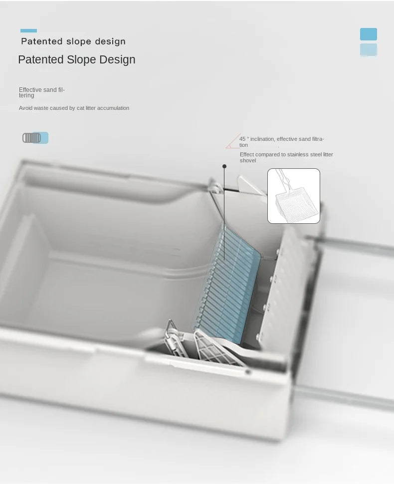 Large Fully Closed Semi-Automatic Cat Litter Box Easy Clean with Durable Plastic Hand-Pulled Shovel Accessory Cat Toilet