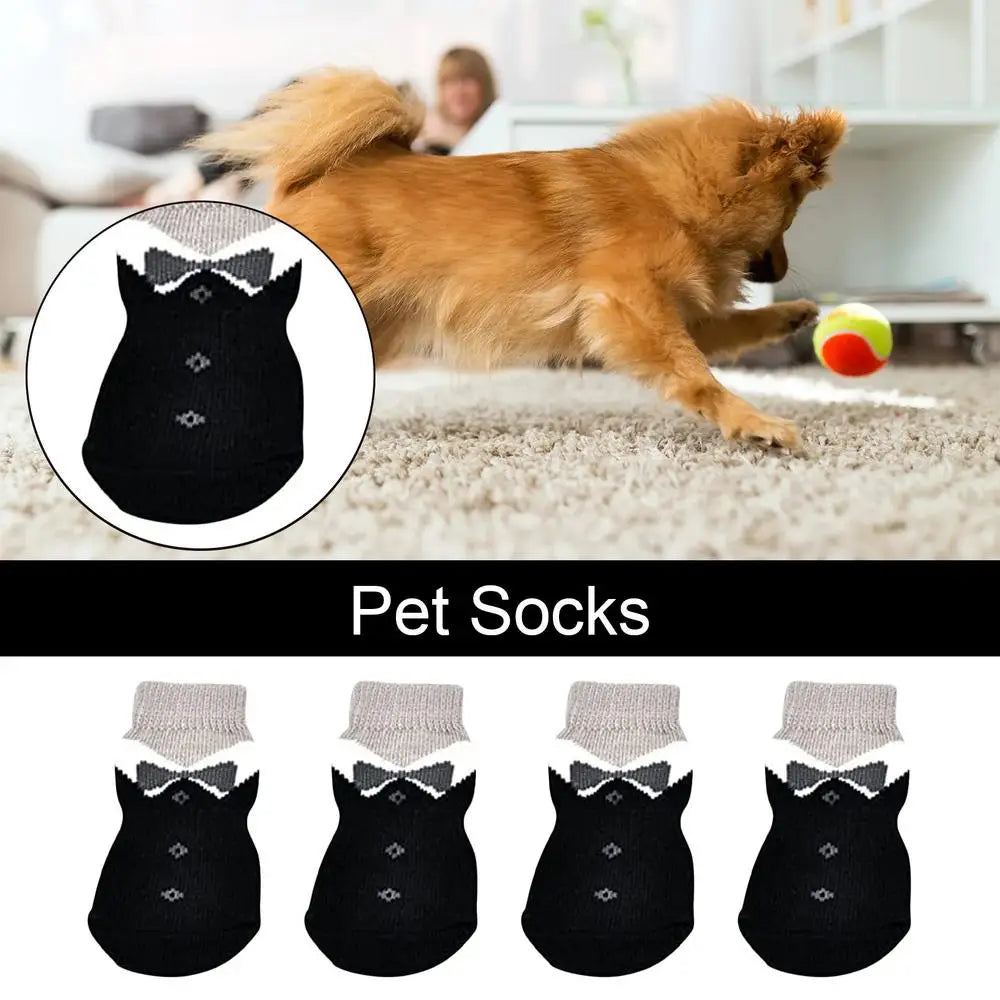 Dog Paw Socks Anti Slip 4pcs Non-slip Dog Snow Socks Small Machine Washable Dog Paw Protectors For Workout Walking Exercising