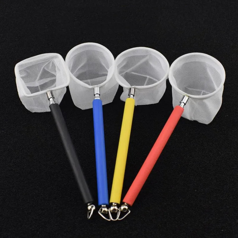 18-53CM 3D Aquarium Fish Tank Retractable Catch Net Stainless Steel Rod Fishing Round Square Pocket Shrimp Catching Nets
