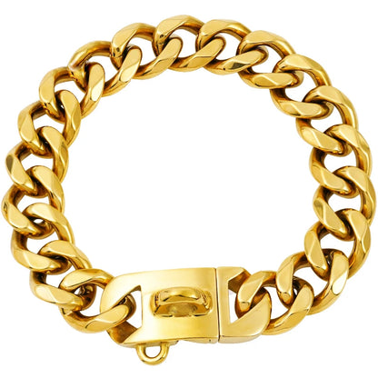 23MM Gold Dog Collar,Dog Chain Collars with Cuban Link Dog Collar,Heavy Duty Training Collar Chew Proof for Medium Dogs