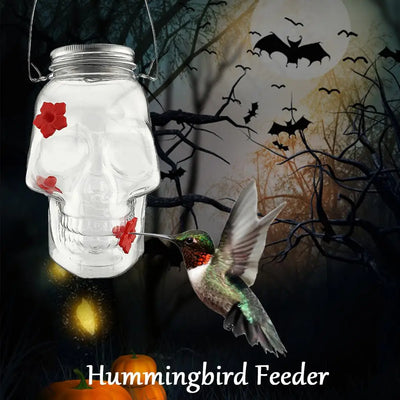 PET 14.8x11x9.5cm Skull Bird Feeder Halloween Garden Suspended Bird Feeder Three Water Dispenser Hummingbird Hole X2J5