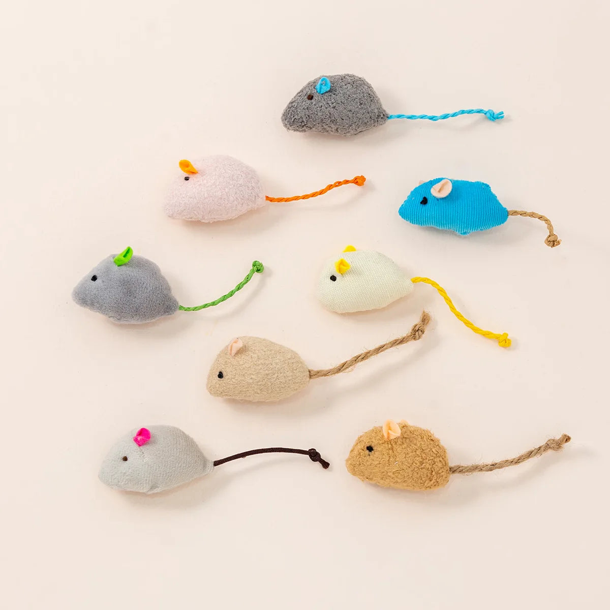 10 Pcs Soft Fleece False Mouse Cat Toys Colorful Feather Funny Playing Toys for Cats Kitten Interactive Ball Cat Toy Catnip