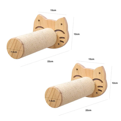 Cat Tree Wall Mounted Wooden Climbing Frame Cat House Cat Bridge Scratching Post and Ladder Wall Playground for Kitten Play Rest