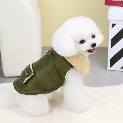 Solid Color Harness Pet Puppy Down Jacket Windproof Outdoor Winter Clothes for Chihuahua Soft Fleece Leisure Chihuahua Cat Vests