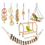 8PCS Set Combination Parrot Bird Toys Wood Articles Bite Pet Bird Toys For Parrot Training Bird Toy Swing Ball Bell Standing