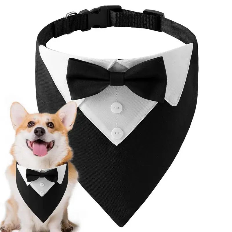 Dog Wedding Bandana Collar Dog Collar Bow Tie Breathable Dog Tuxedo Adjustable Neck Scarf for Weddings Parties Birthdays