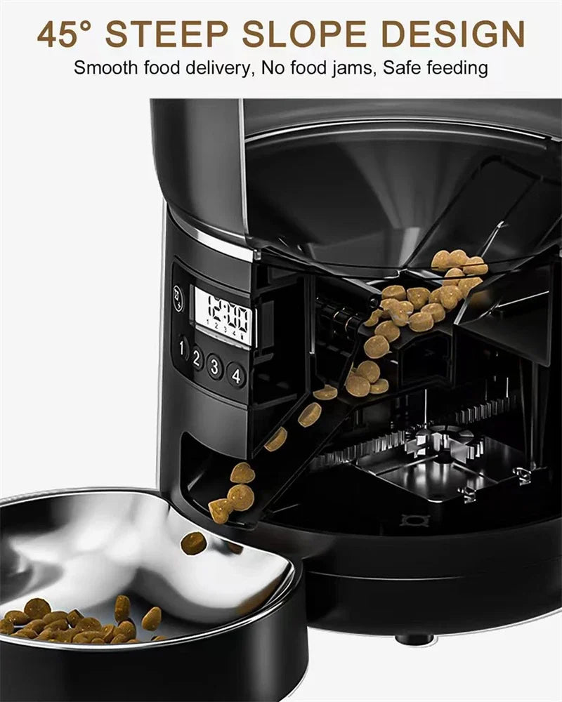Automatic Pet Feeder 4L Capacity Smart Timer Tuya Control Food Dispenser with Stainless Steel Bowl Dogs Cats Feeding Supplies