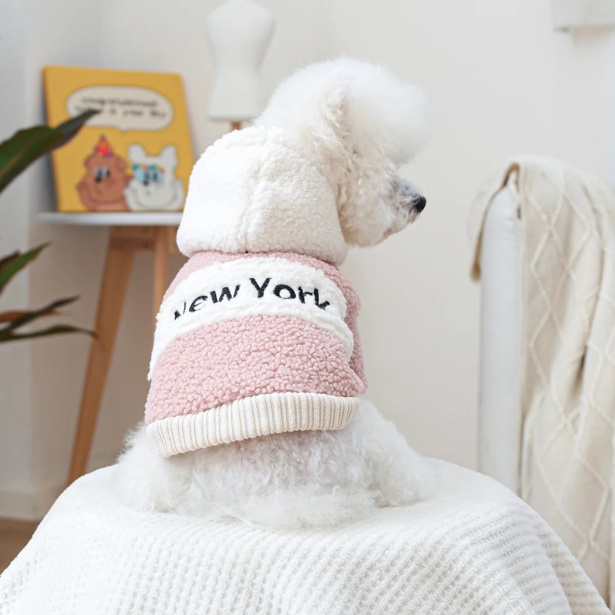 Thicken Warm Sherpa Fleece Dog Coat Winter Dog Clothes for Small Medium Dogs, Puppy Hooded Sweater Yorkie Chihuahua Pet Apparel