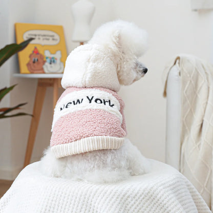 Thicken Warm Sherpa Fleece Dog Coat Winter Dog Clothes for Small Medium Dogs, Puppy Hooded Sweater Yorkie Chihuahua Pet Apparel