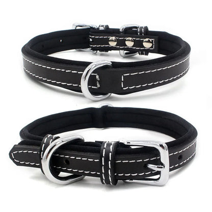 Double-layered Ultra Soft Neoprene Padded Dog Collar Heavy Duty Dog Leather Collar with Durable Metal Buckle Pet Training Collar