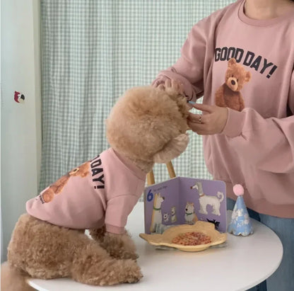 Winter Warm Cute Pet Casual Wear Clothes Bichon Hoodies Cartoon Bear Design For Puppy Dogs Poodle Teddy Girls Sweatshirt Jacket