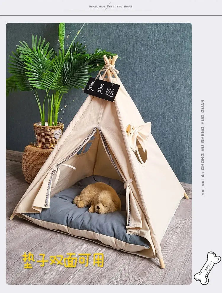 NK0 Internet celebrity ins pet tent teddy kennel corgi dog bed cat litter four seasons medium and small dog semi-closed removabl