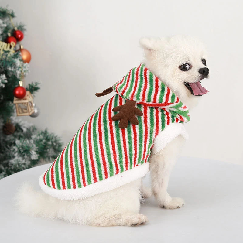 Christmas Designer Pet Dog Clothes Soft Fleece Cosplay Winter Outfits Chihuahua Puppy Sweatshirt Deer New Year Cat Clothing