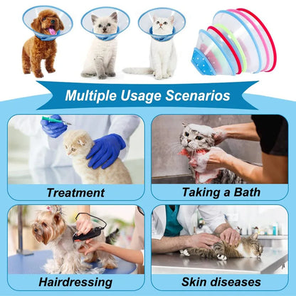 Pet Recovery Dog Cones Cat Cones After Surgery Adjustable Breathable Dog Cone Collar Soft Plastic Puppy Elizabethan E-Collar