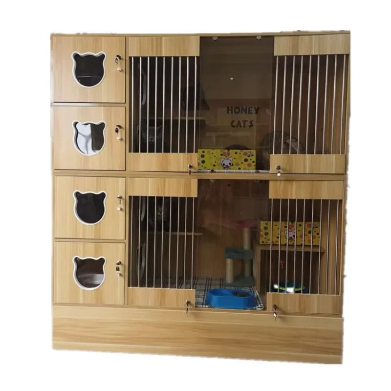 Wooden And Steel Pet Cat Display Cages Fence With Scratching post