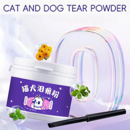 60g Pet Tear Stain Remover Powder  Dogs Cats Eye Cleaner Tear Stain Powder With Brush Pet Eye Risen Natural Safe Dog Eye Wash