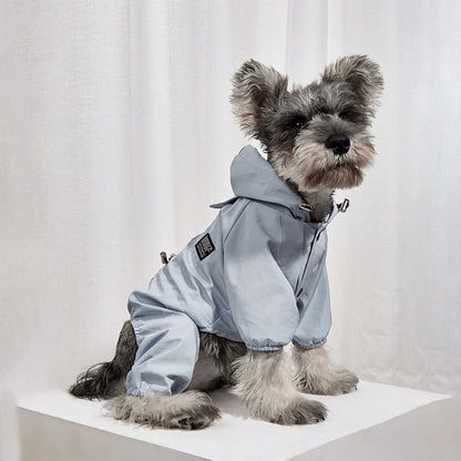 Dog Raincoat Quick Dry Pet Reflective & Adjustable Rain Poncho Jacket Waterproof & Windproof Puppy Hooded Cloak 4 Legs Raincoat