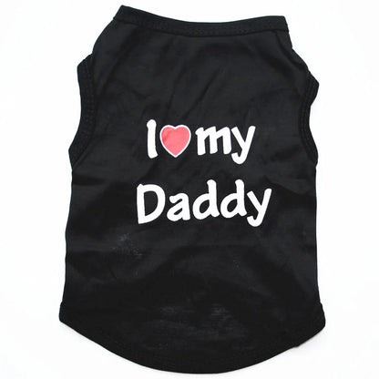 Small Dog Clothes Soft Cotton Puppy Shirt Classic Daddy Mommy Printed T-shirt Pet Vest Clothing for Cats Chihuahua Dog Apparel