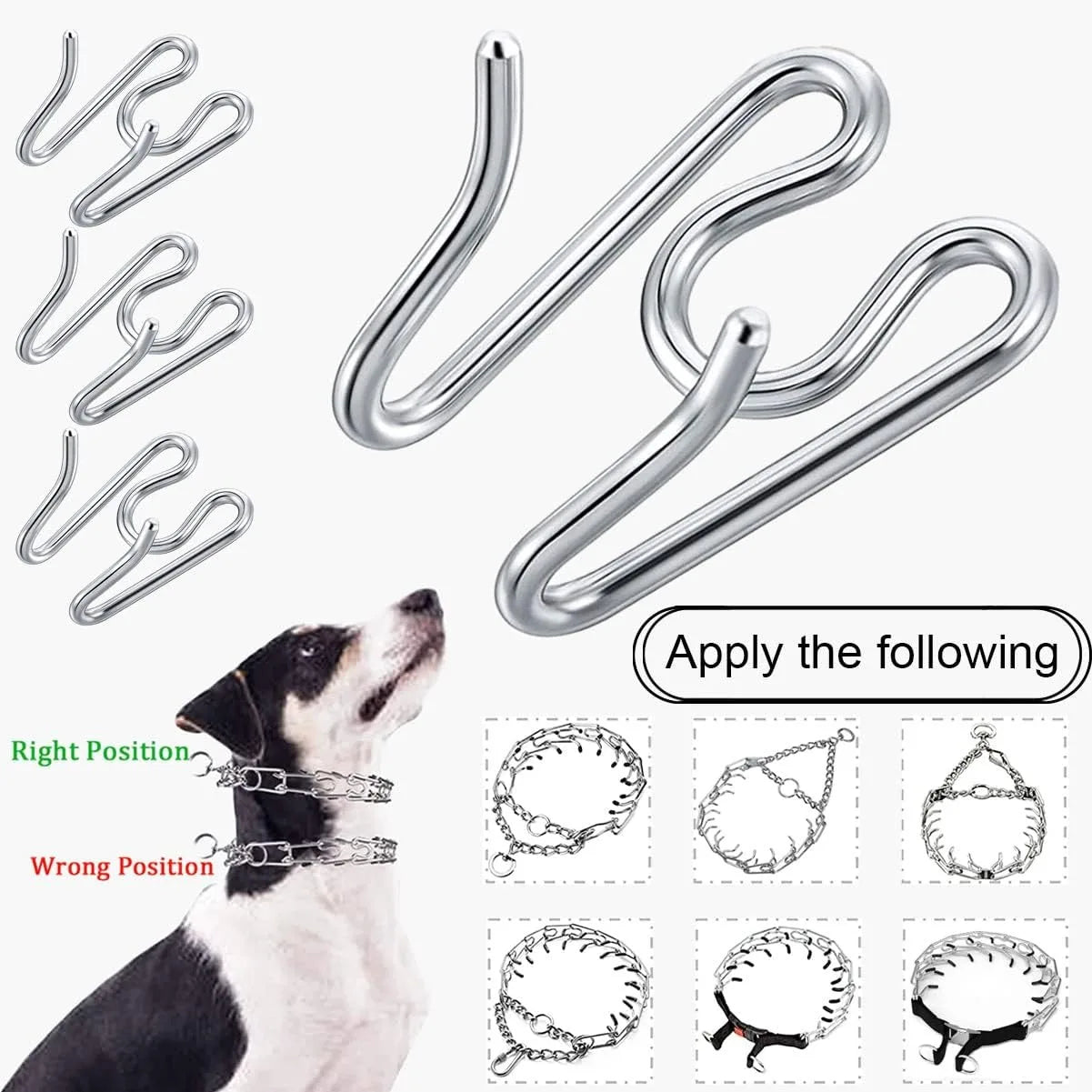 Dog Choke Collar Accessories Adjustable Training Collar For Dog 2.5/3.0/3.5/4.0MM Collar Links Fit for Prong Collar Pinch Collar