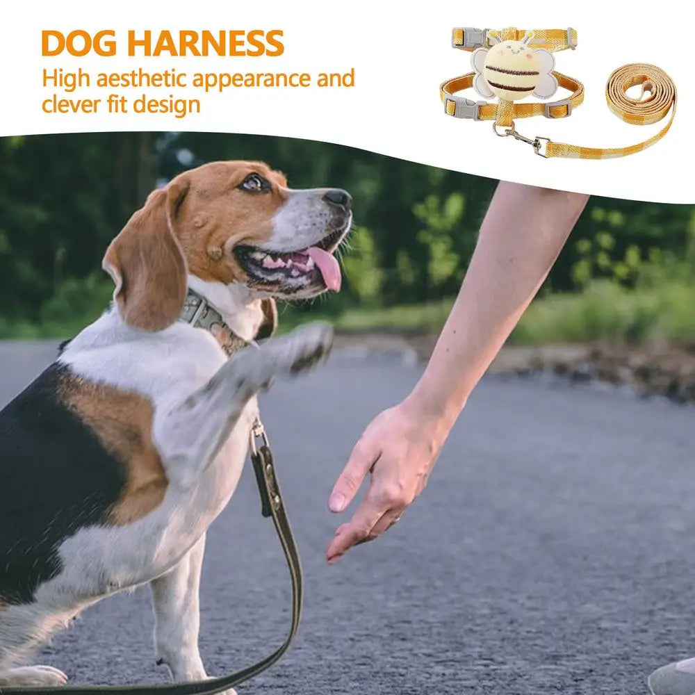 Dog Harness with Strap Pet Walking Strap Set Dog Walking Tool with Adjustable Buckles for Traveling Picnic Going Out Camping