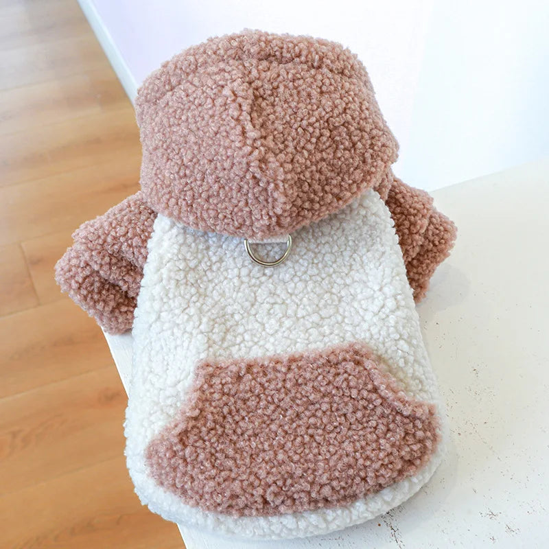 Thicken Warm Sherpa Fleece Dog Coat Winter Dog Clothes for Small Medium Dogs, Puppy Hooded Sweater Yorkie Chihuahua Pet Apparel