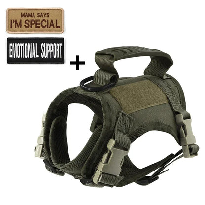 Tactical Small Dog Cat Harness Leash with Patches Working Training Puppy Straps with Handle Soft Mesh Adjustable Pet K9 Vest