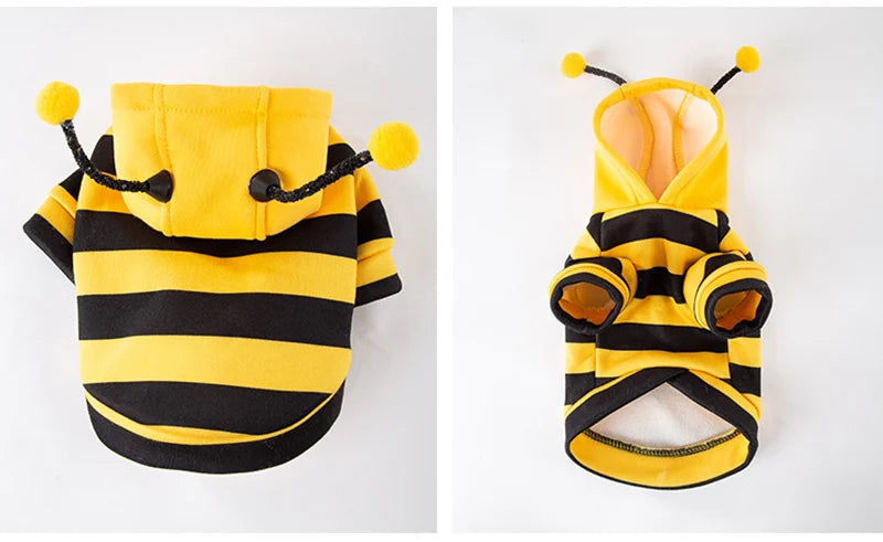 Funny Pet Cat Costume Hooded Stripe Cat Hoodies for Cats Kitten, Easter Halloween Bee Dress Up Party Outfit Cat Clothes