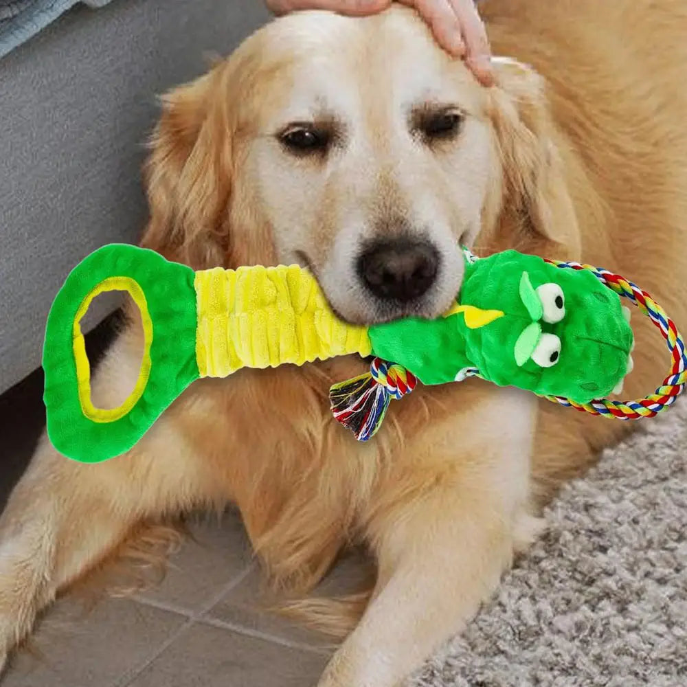 Green Dinosaur Rope Toy Pet Chew Training Animal Toy Pet Chew Training Animal Design Oral Health Teeth Cleaning Pet Squeaky Toy