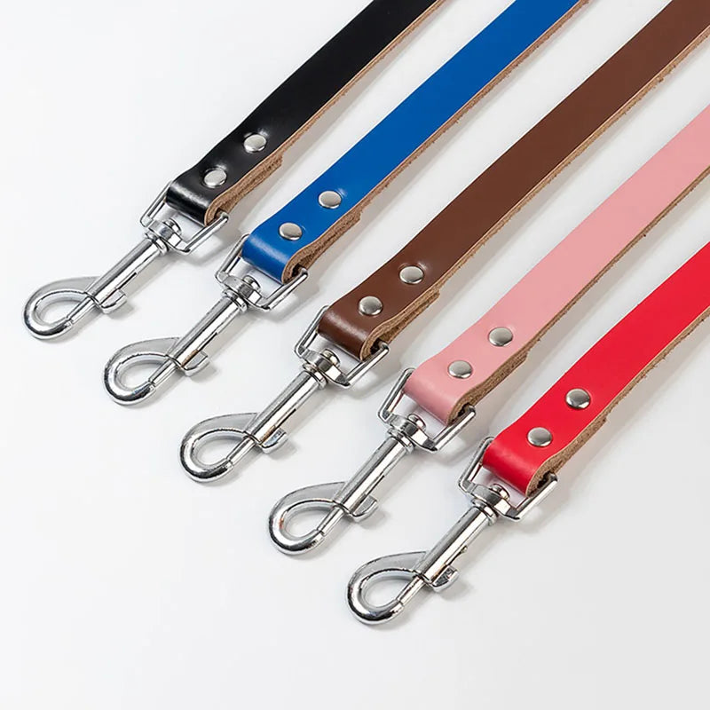 Adjustable Dog Collars Genuine Leather Pet Dog Collar Leash Lead For Small Medium Large Dogs Bulldog Pugs Beagle Dogs Supplies
