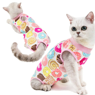 Cat Surgery Recovery Suit Soft Female Cat Onesie After Surgery Spay Surgical Abdominal Wound Skin Diseases E-Collar Alternative
