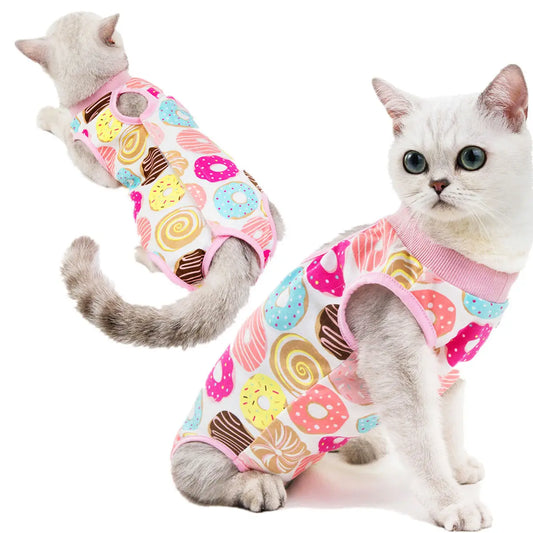 Cat Surgery Recovery Suit Soft Female Cat Onesie After Surgery Spay Surgical Abdominal Wound Skin Diseases E-Collar Alternative